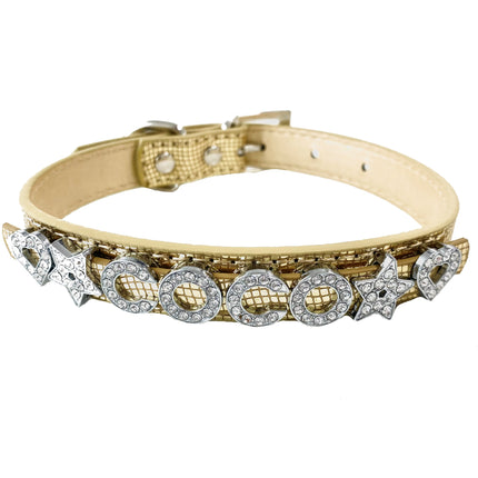 Personalised PU Collar Snakeskin Gold
