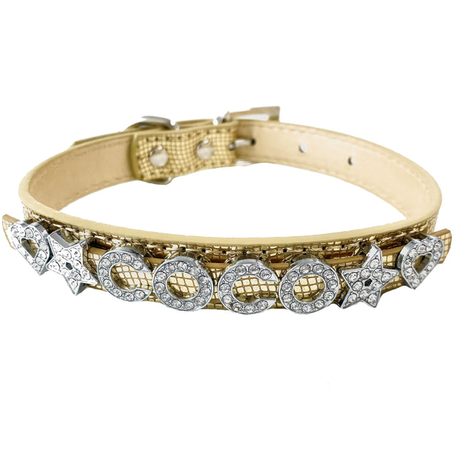 Personalised PU Collar Snakeskin Gold
