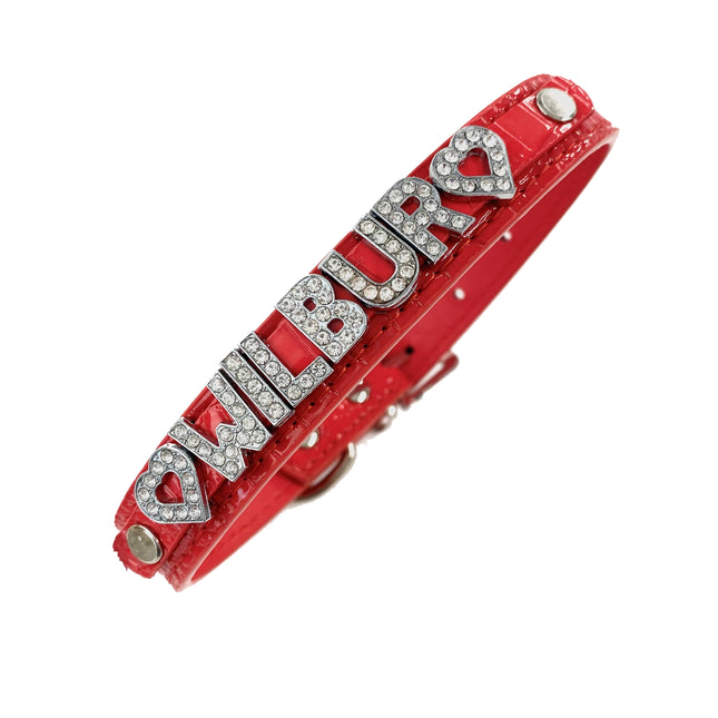 Personalised PU Collar Snakeskin Red
