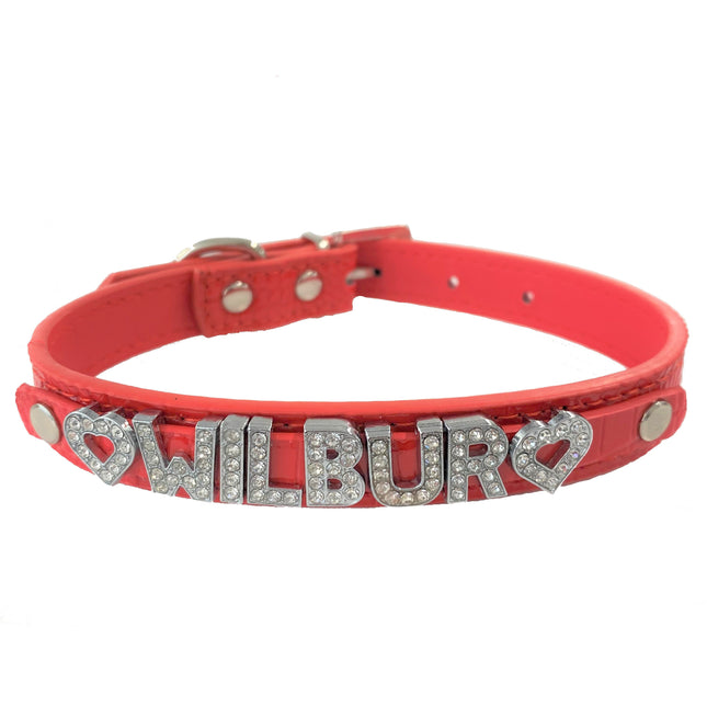 Personalised PU Collar Snakeskin Red