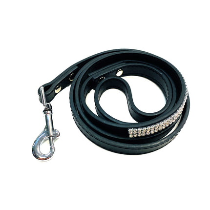 PU Dog Walking Lead - Diamante Black