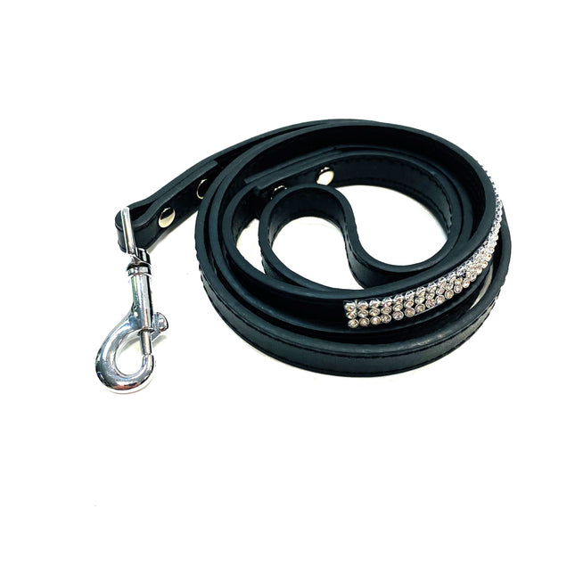 PU Dog Walking Lead - Diamante Black