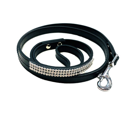 PU Dog Walking Lead - Diamante Black