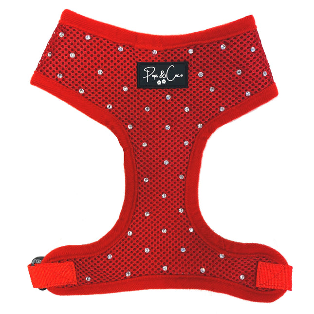 Mesh Harness with Swarovski Crystals in Red