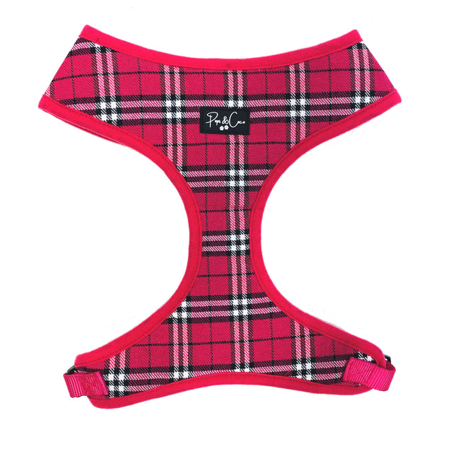 Tartan Adjustable Canvas Harness - Dark Pink