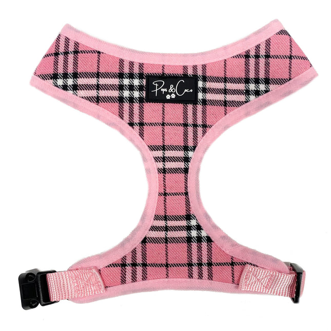 Tartan Adjustable Canvas Harness - Baby Pink