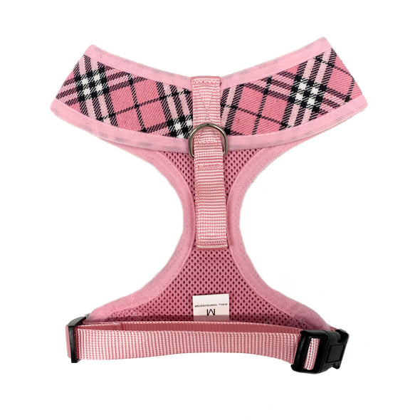 Tartan Adjustable Canvas Harness - Baby Pink