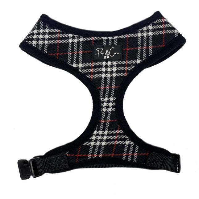 Tartan Adjustable Canvas Harness - Black