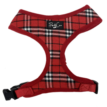 Tartan Adjustable Canvas Harness - Red