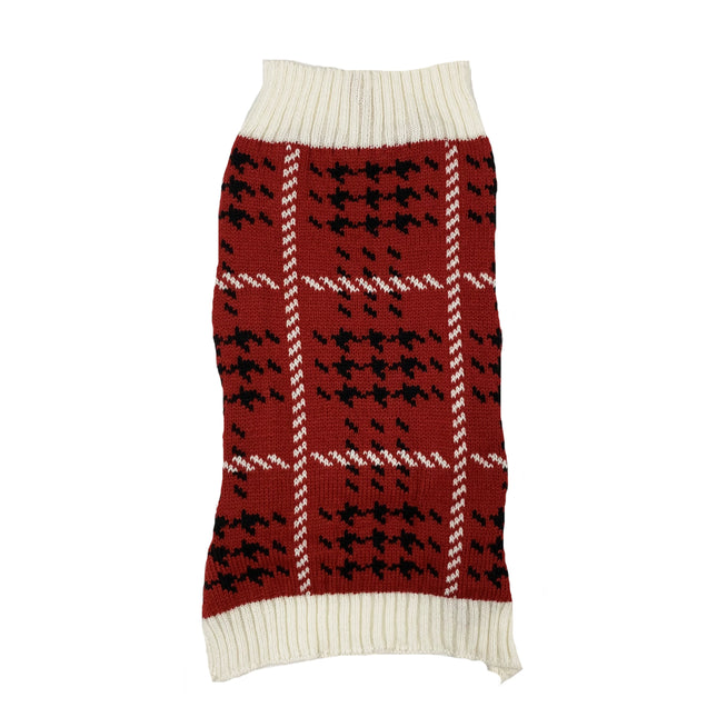Houndstooth Dog Jumper in Red