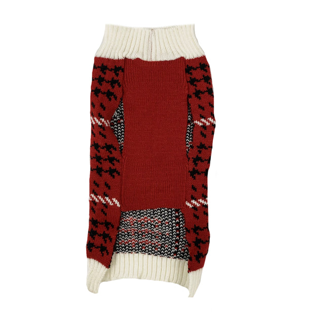 Houndstooth Dog Jumper in Red