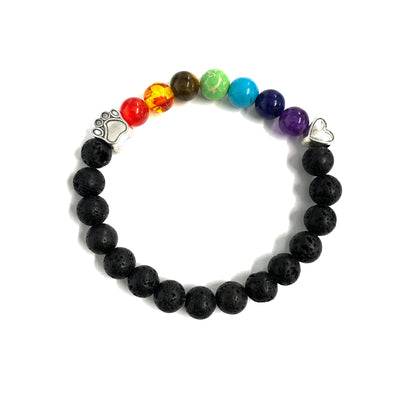 Paw Print Beaded Natural Howlite Stone Bracelet in multi colours
