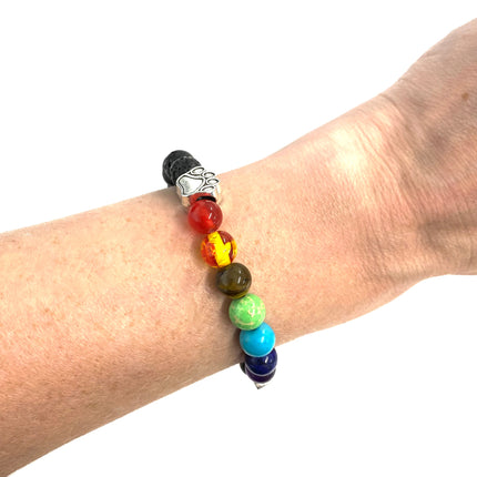 Paw Print Beaded Natural Howlite Stone Bracelet in multi colours