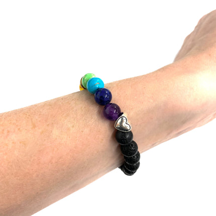 Paw Print Beaded Natural Howlite Stone Bracelet in multi colours
