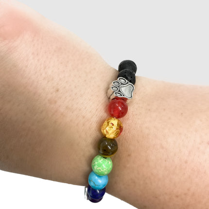 Paw Print Beaded Natural Howlite Stone Bracelet in multi colours