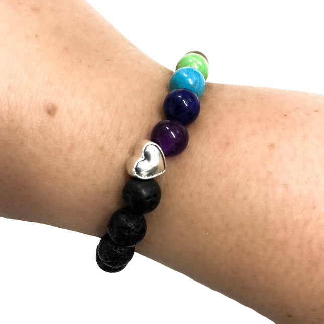 Paw Print Beaded Natural Howlite Stone Bracelet in multi colours