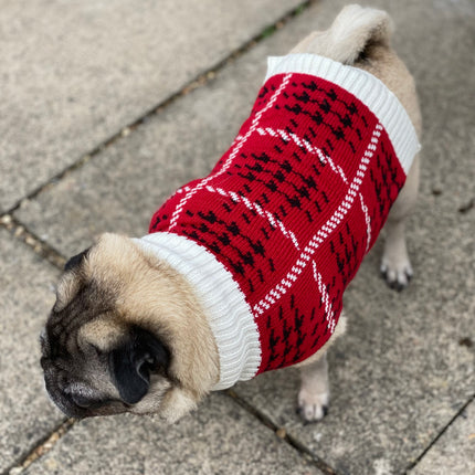 Houndstooth Dog Jumper in Red