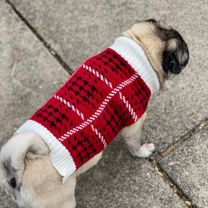Houndstooth Dog Jumper in Red