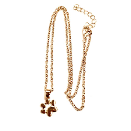 Gold Animal Paw Print Necklace