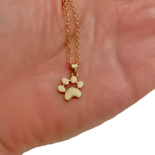 Gold Animal Paw Print Necklace