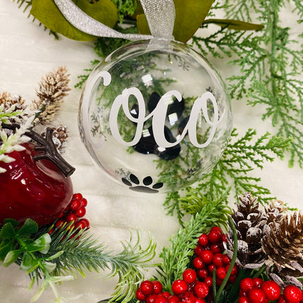 Personalised Fillable Dog Christmas Bauble