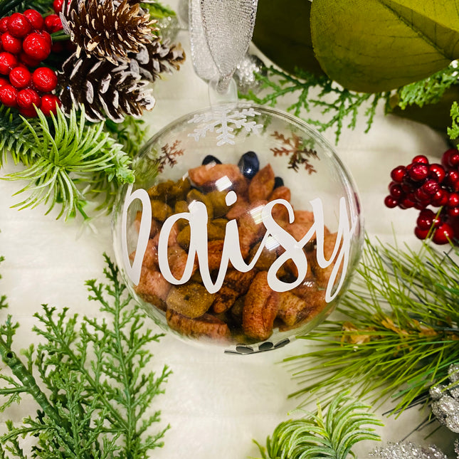 Personalised Fillable Cat Christmas Bauble