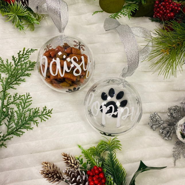 Personalised Fillable Cat Christmas Bauble