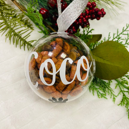 Personalised Fillable Cat Christmas Bauble