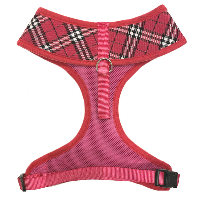 Tartan Adjustable Canvas Harness - Dark Pink