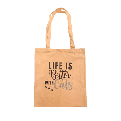 Life Is Better With Cats Peach Tote