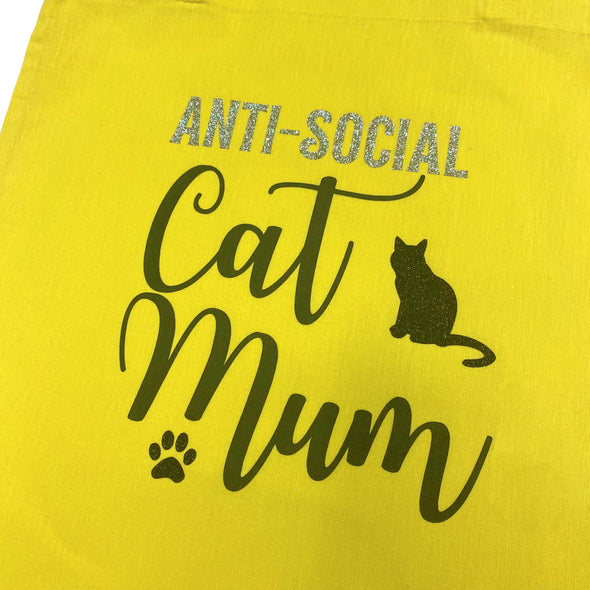 Anti Social Cat Mum Yellow Tote