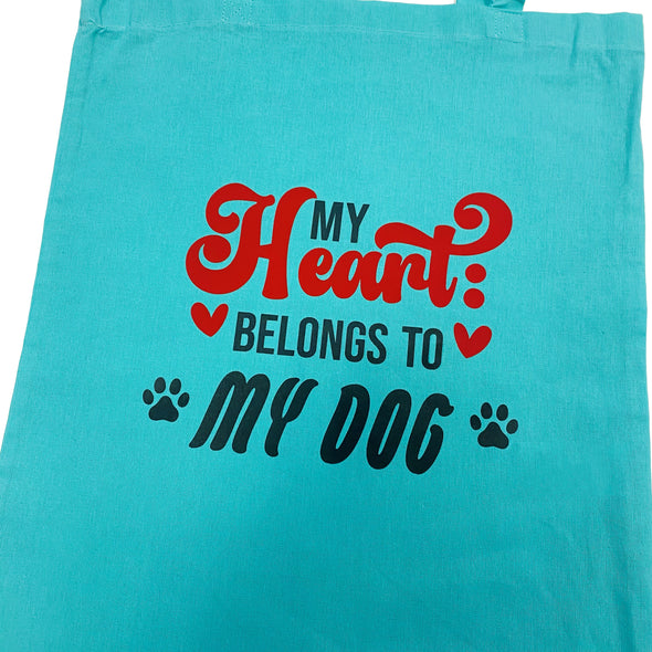My Heart Belongs To My Dog Turquoise Tote