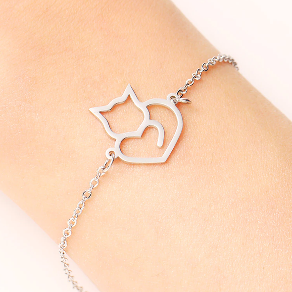 Silver Cat Design Bracelet