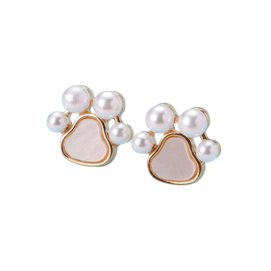 Pearl Paw Print Earrings