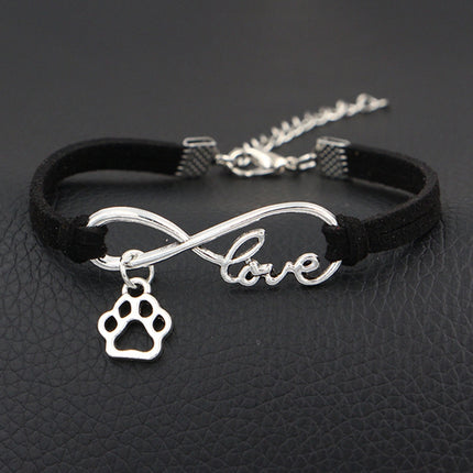 Love Paw Print Suedette Bracelet