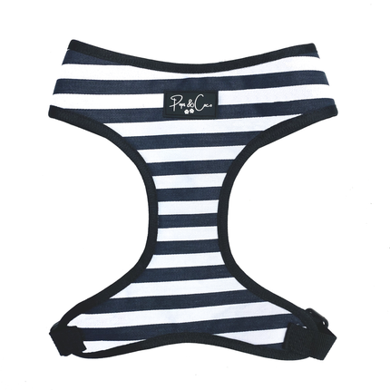 Stripy Adjustable Dog Harness - Black