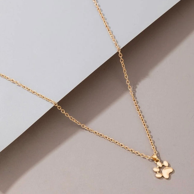 Gold Animal Paw Print Necklace