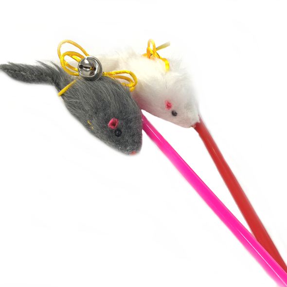 Plastic Teaser Wand Cat Toy Stick with Mouse