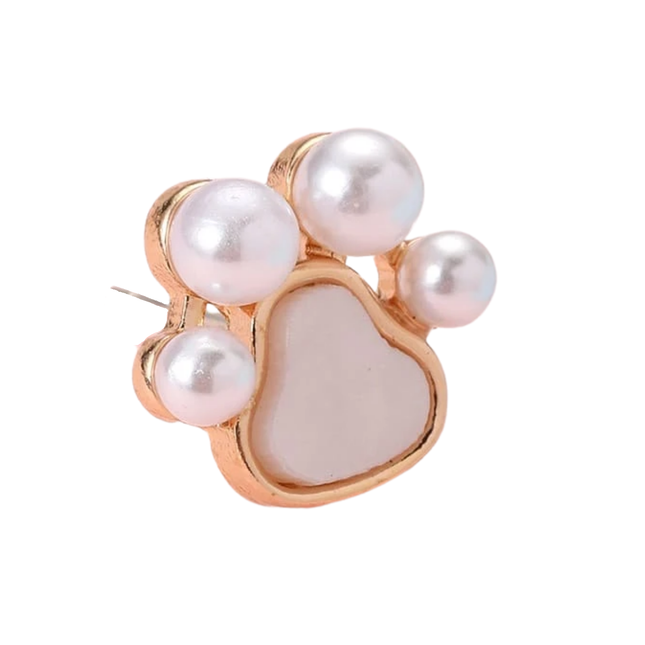 Pearl Paw Print Earrings