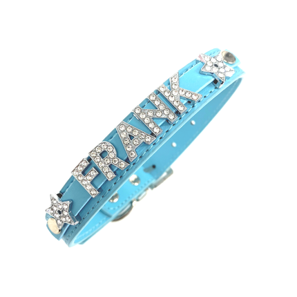 Personalised PU Collar Blue