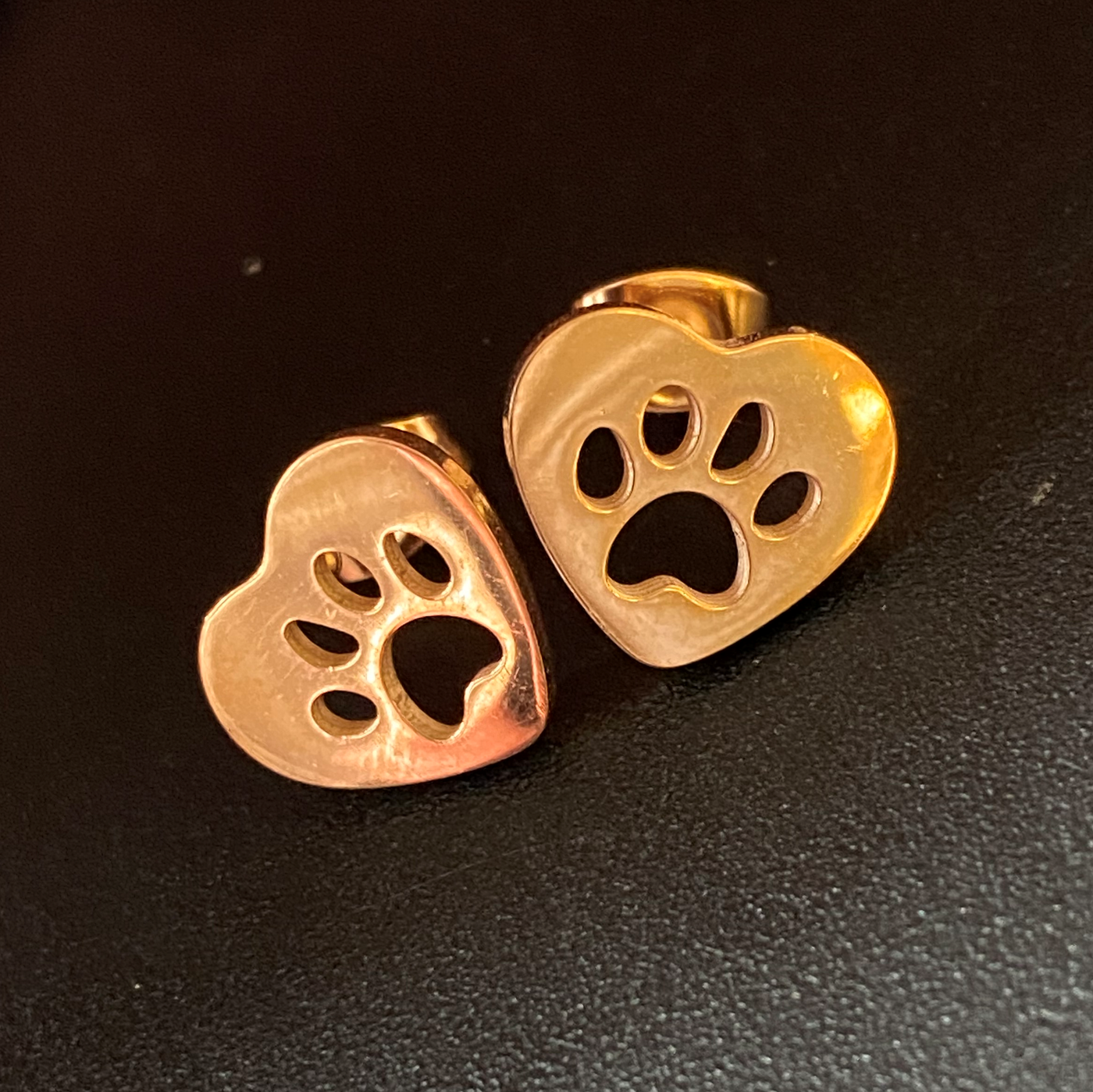 Rose gold dog paw earrings best sale